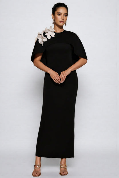 Elma Black 3d Maxi Dress