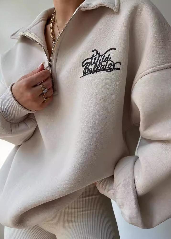 Wild Buffalo - Oversized Half-zip Sweatshirt