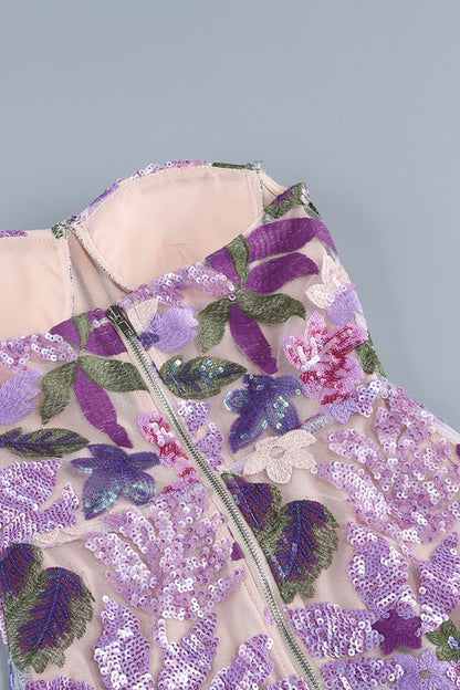 Aurora -embroidered Strapless Maxi Dress