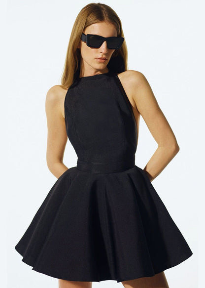Halter Bow-back Flare Mini Dress