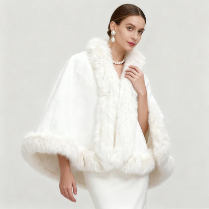 Oversized Faux Fur Paneled Cape Coat