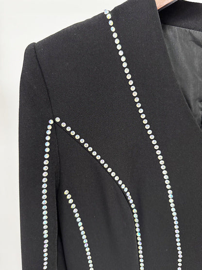 Luxrtp Black Rhinestone Maxi Dress