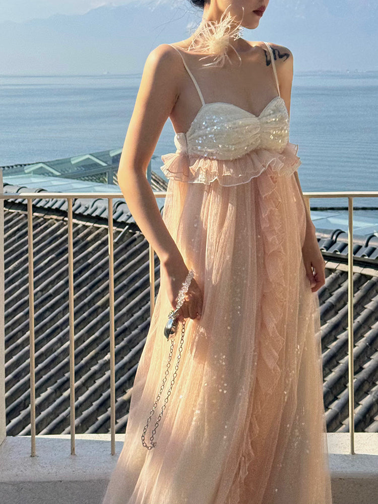 Glimmering Tulle Fairycore Sequin Maxi Dress _ Dreamy Resort Gown