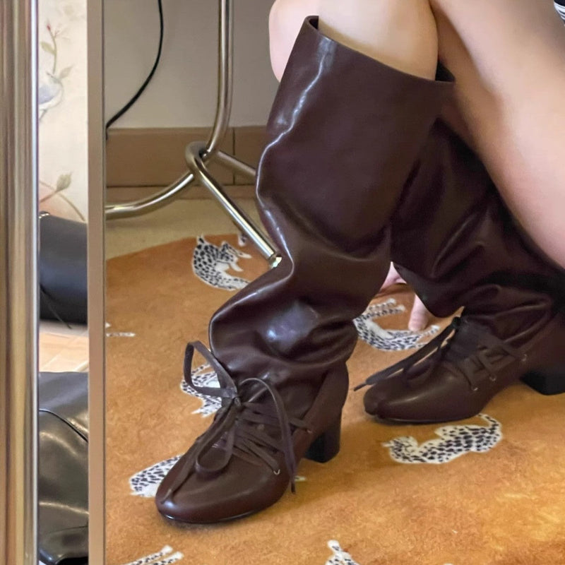 Genuine Retro Niche Design Pants Chunky Platform Below the Boots