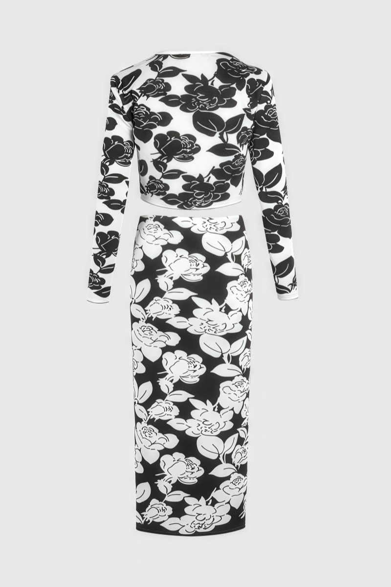 Elian Black and White Midi Dress Set