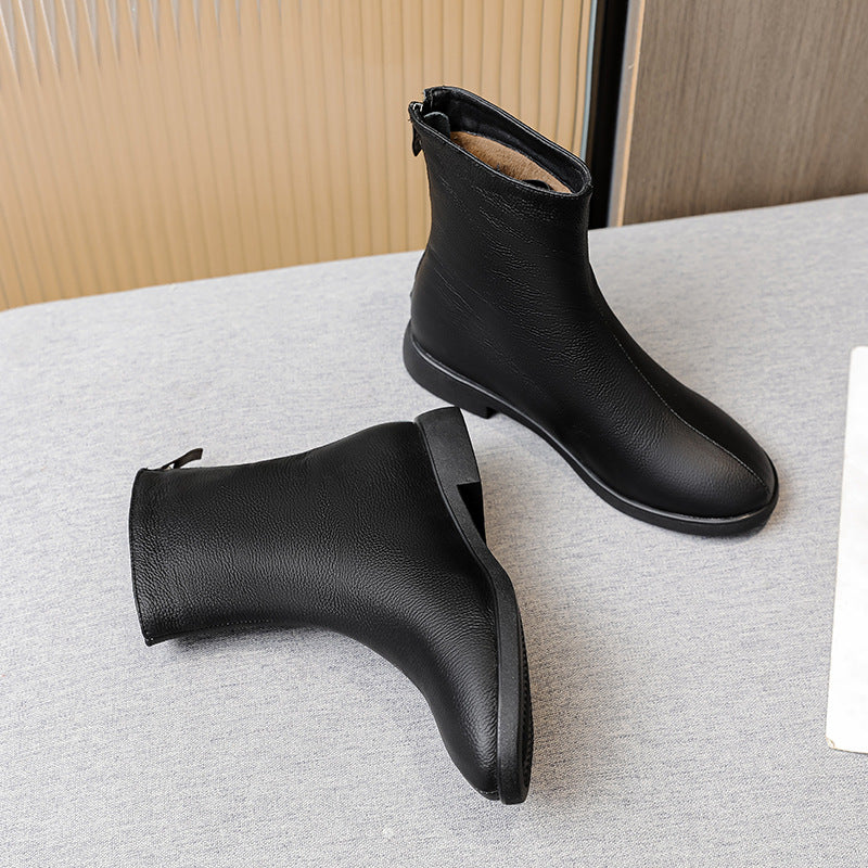 First Layer Cowhide Mother's Flat Comfortable Boots