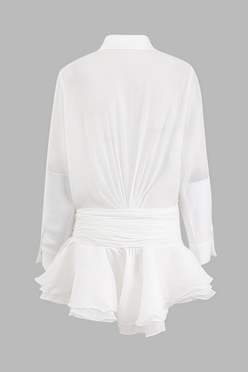 Selric Ruffle Shirt Pleated Mini Dress