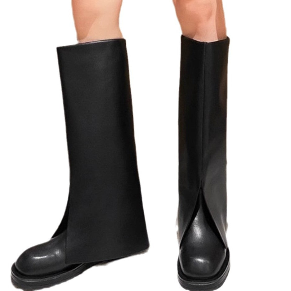 Cowhide Version Thick Bottom Pants Fried Street Boots