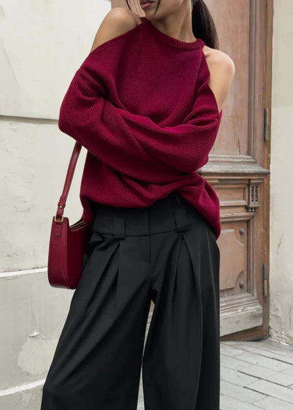 Cold-shoulder Knit Sweater