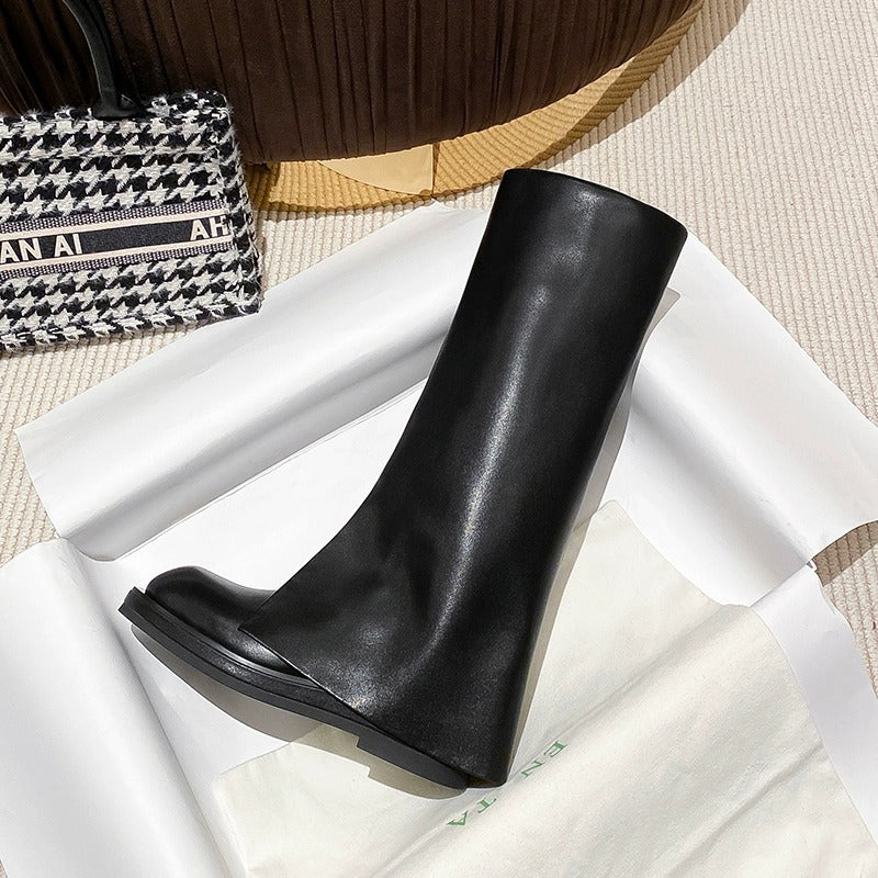 Cowhide Version Thick Bottom Pants Fried Street Boots