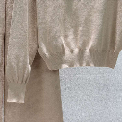 Khaki – Loose Fit Knit Sweater Two Piece Set