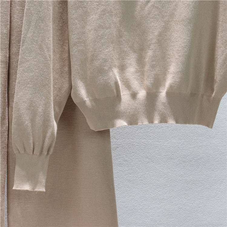 Khaki – Loose Fit Knit Sweater Two Piece Set
