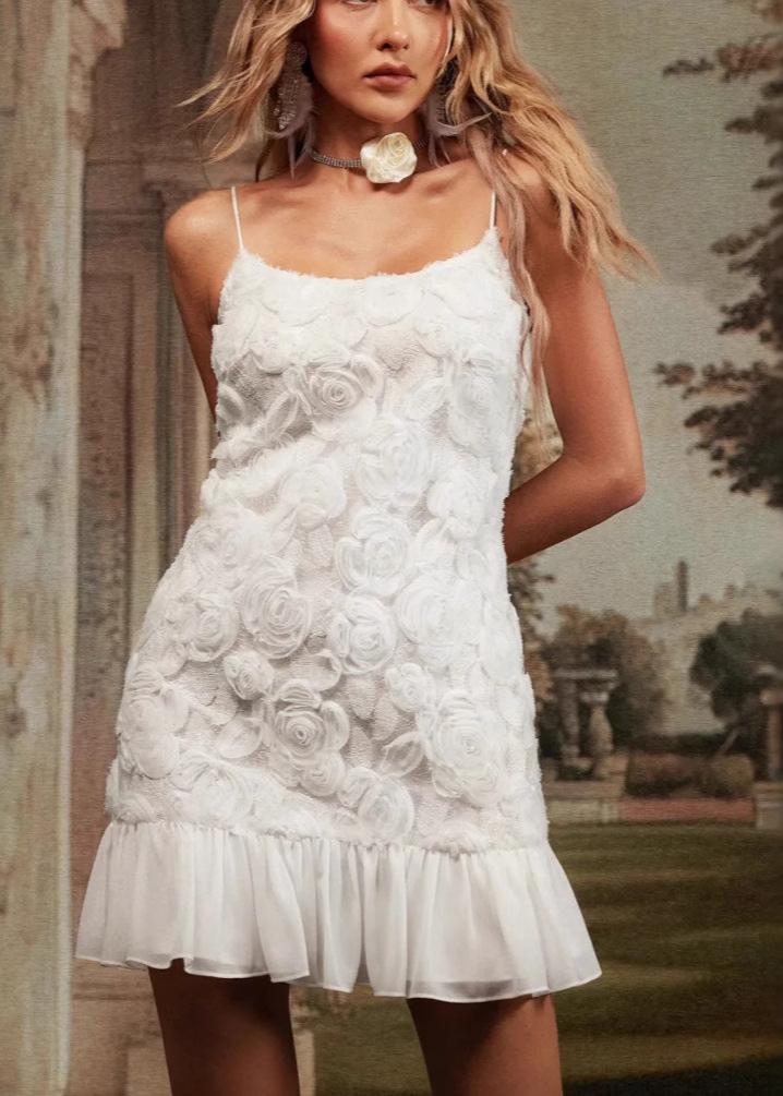 Camilla - Appliqué Ruffle Mini Dress
