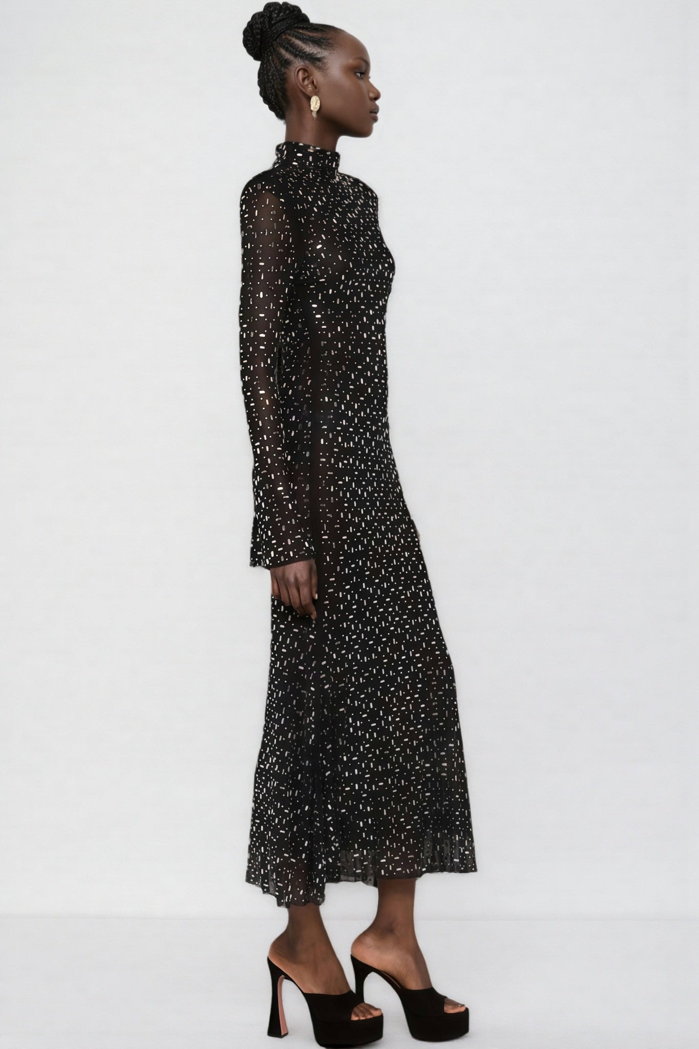 Roisea Long Sleeve Rhinestone Maxi Dress