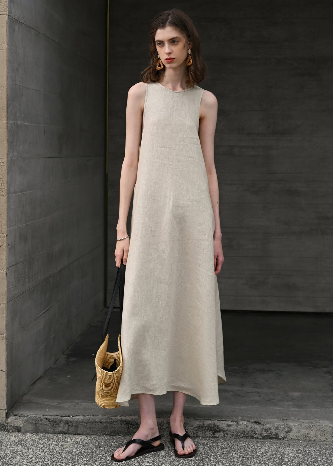 Drift Linen - Sleeveless A-line Maxi Dress