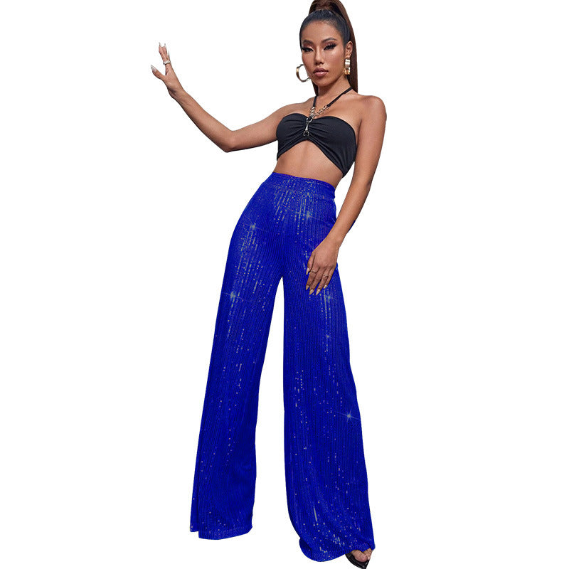 Sequined Loose Drape Pants