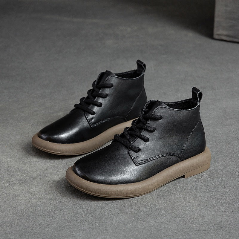 Autumn Flat Round Toe Brushed Retro Comfortable Boots