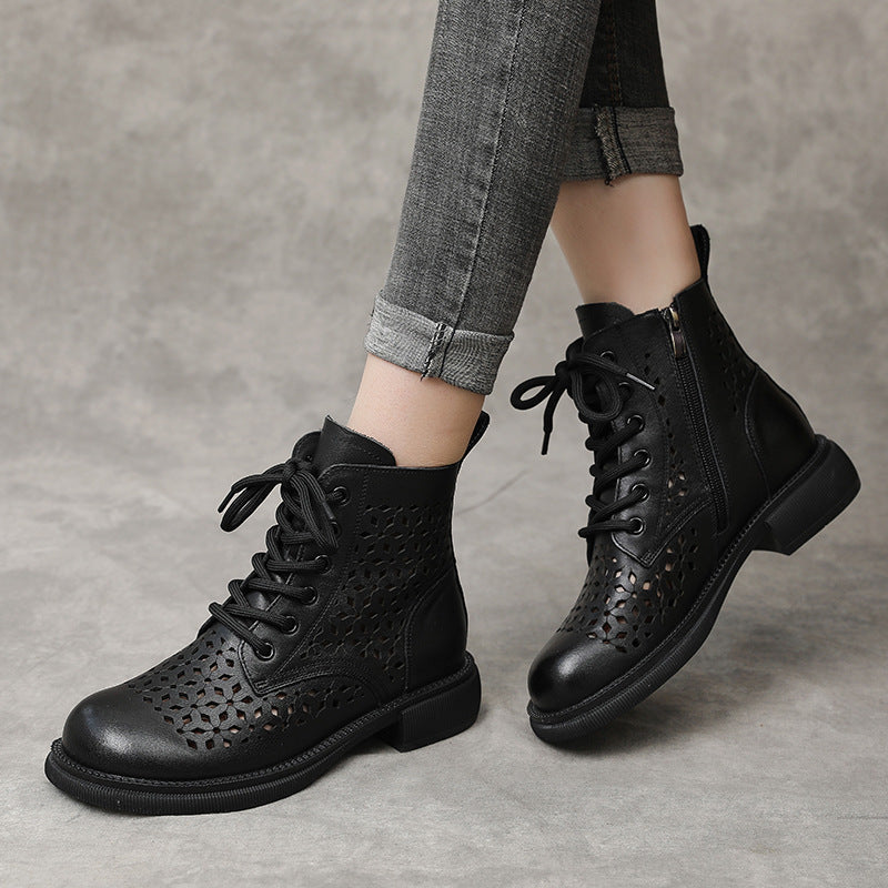 Hollow Out Flat Low Short Soft Boots