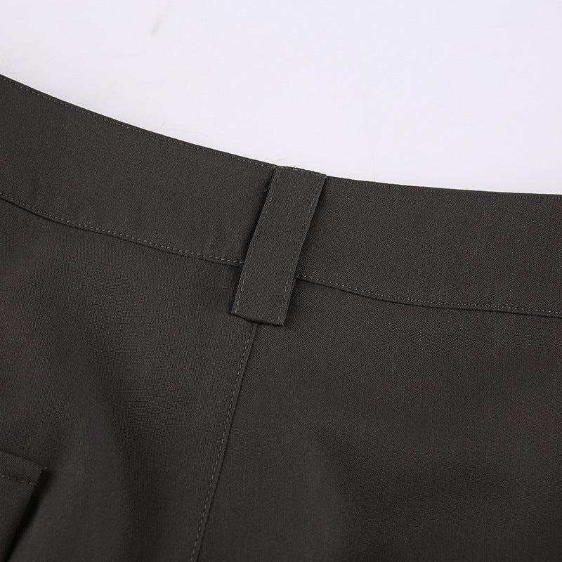 Color Y2k Cross Over Pleated Tailored Pants