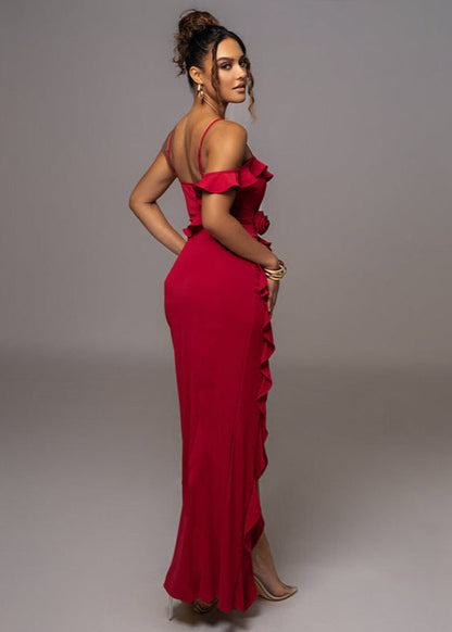 Flamenco Ruffle Maxi Dress – Off-shoulder Evening Gown