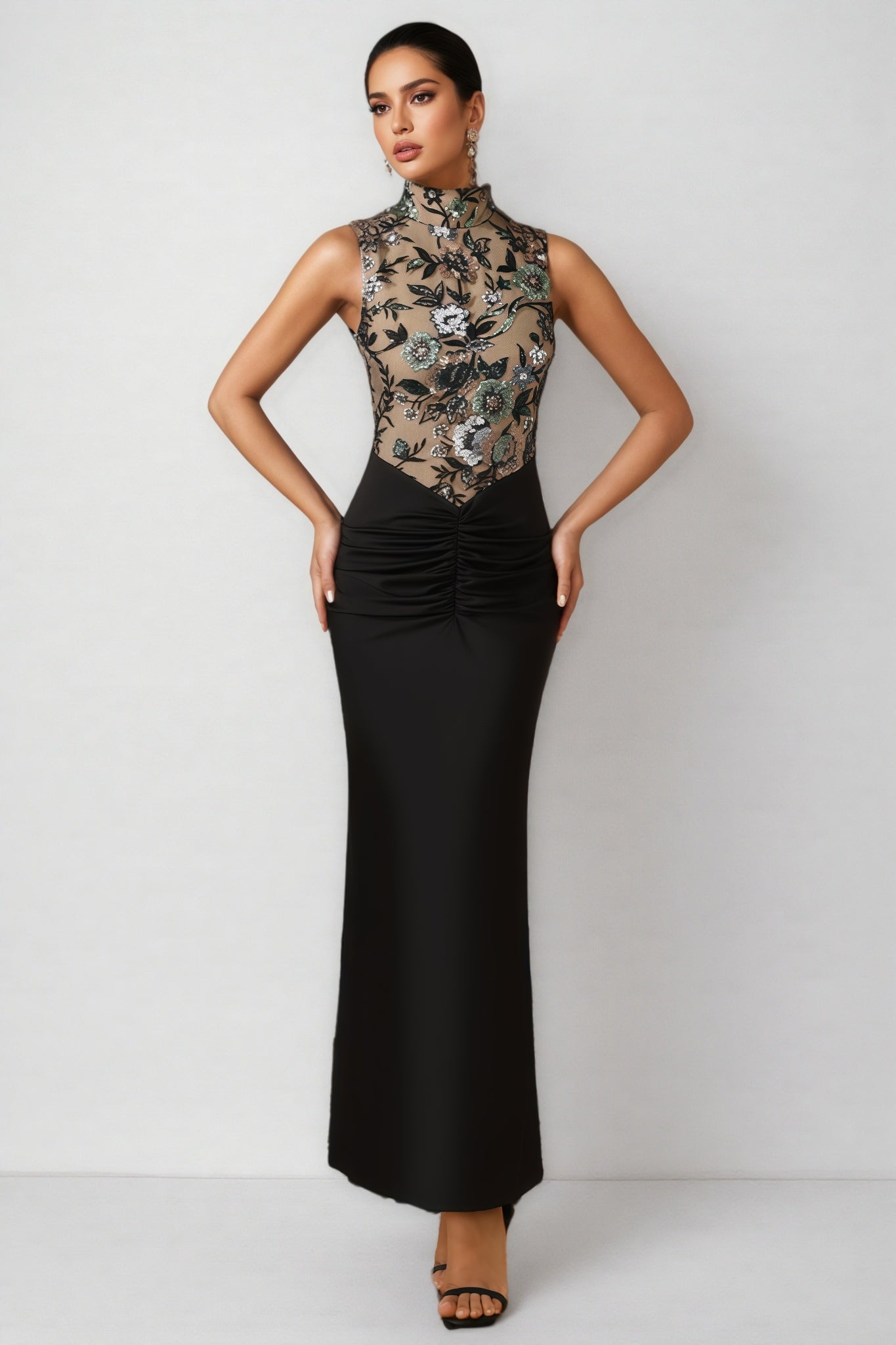 Calissa Embroidered Sequinned Maxi Dress