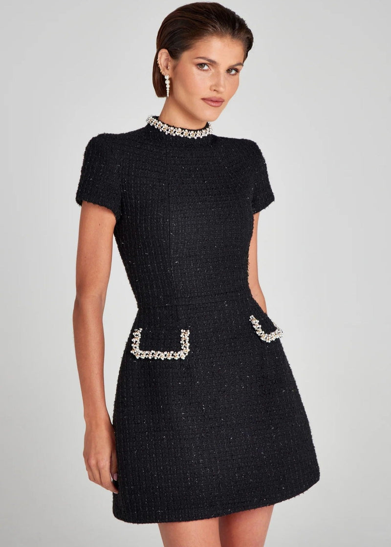 Crystal-trim Tweed Mini Dress
