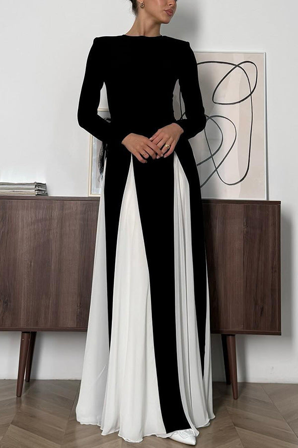 Getting Glam and Panelled Tulle Long Sleeve A-line Maxi Dress
