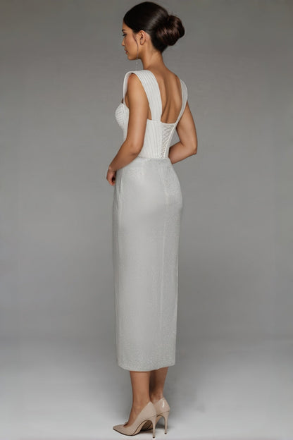 Dune Backless Split Maxi Dress-white