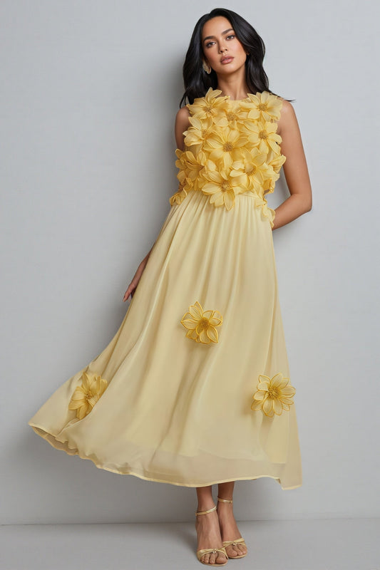 Xaelyth Yellow 3d Maxi Dress