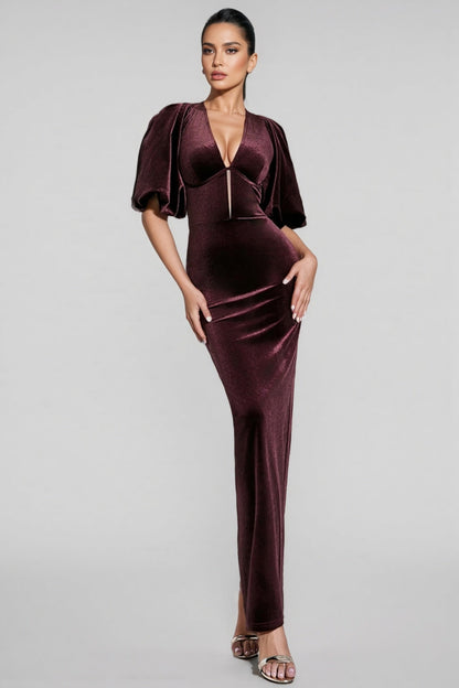 Ryla Burgundy Backless Maxi Dress