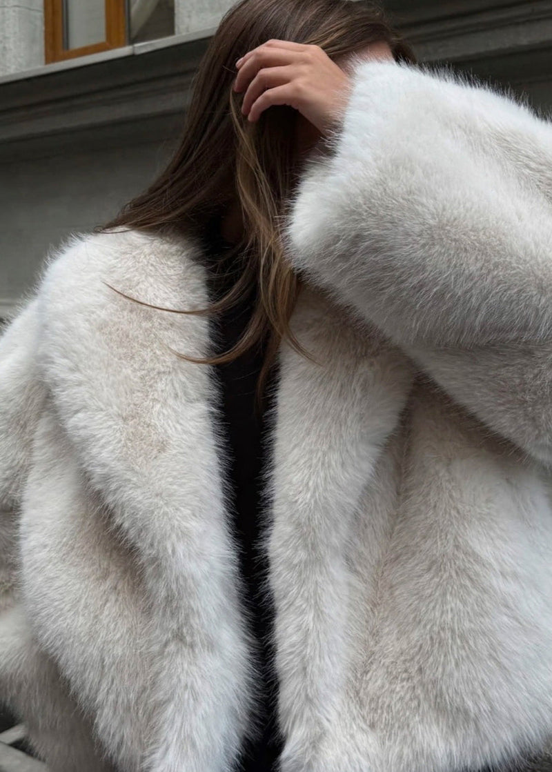 Celeste Faux Fur Plush Coat – Luxurious Short Winter Jacket