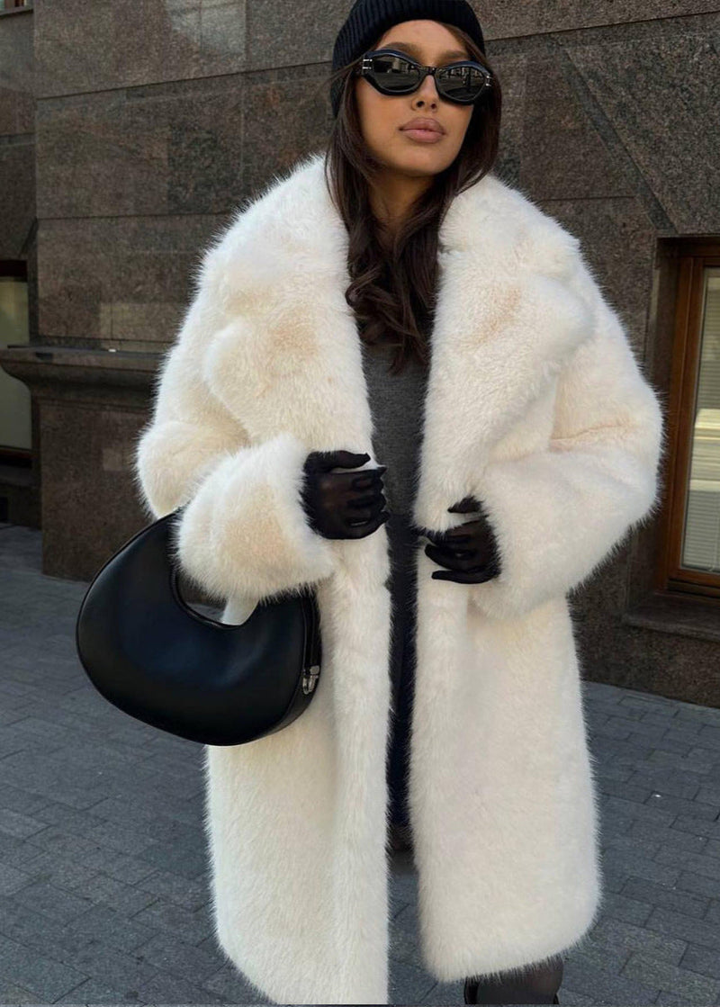 Aria Long Faux Fur Coat – Plush Winter Outerwear