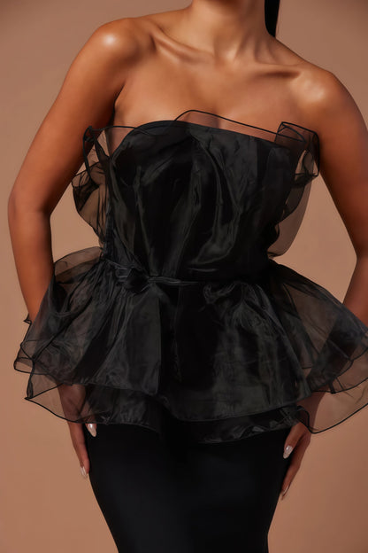 Eli Black Sheath Mesh Maxi Dress