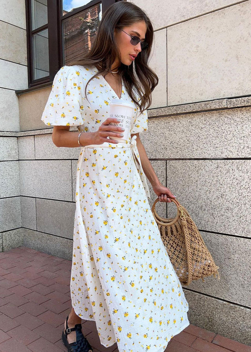 Maribel – Puff Sleeve Wrap Dress
