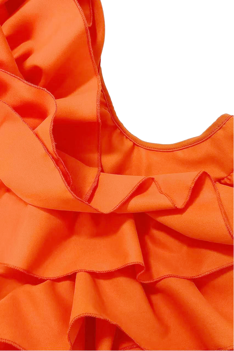 Layered Ruffle V-neck Mini Dress