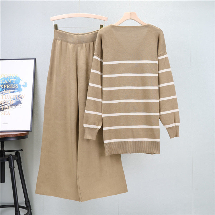 Khaki - Wide-leg Two Piece Set