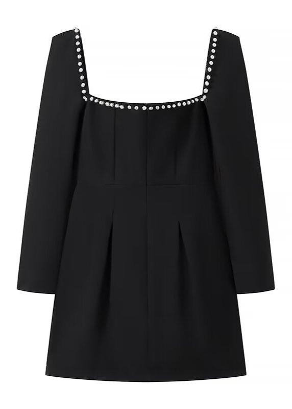 Pearl-trim Square Neck Mini Dress