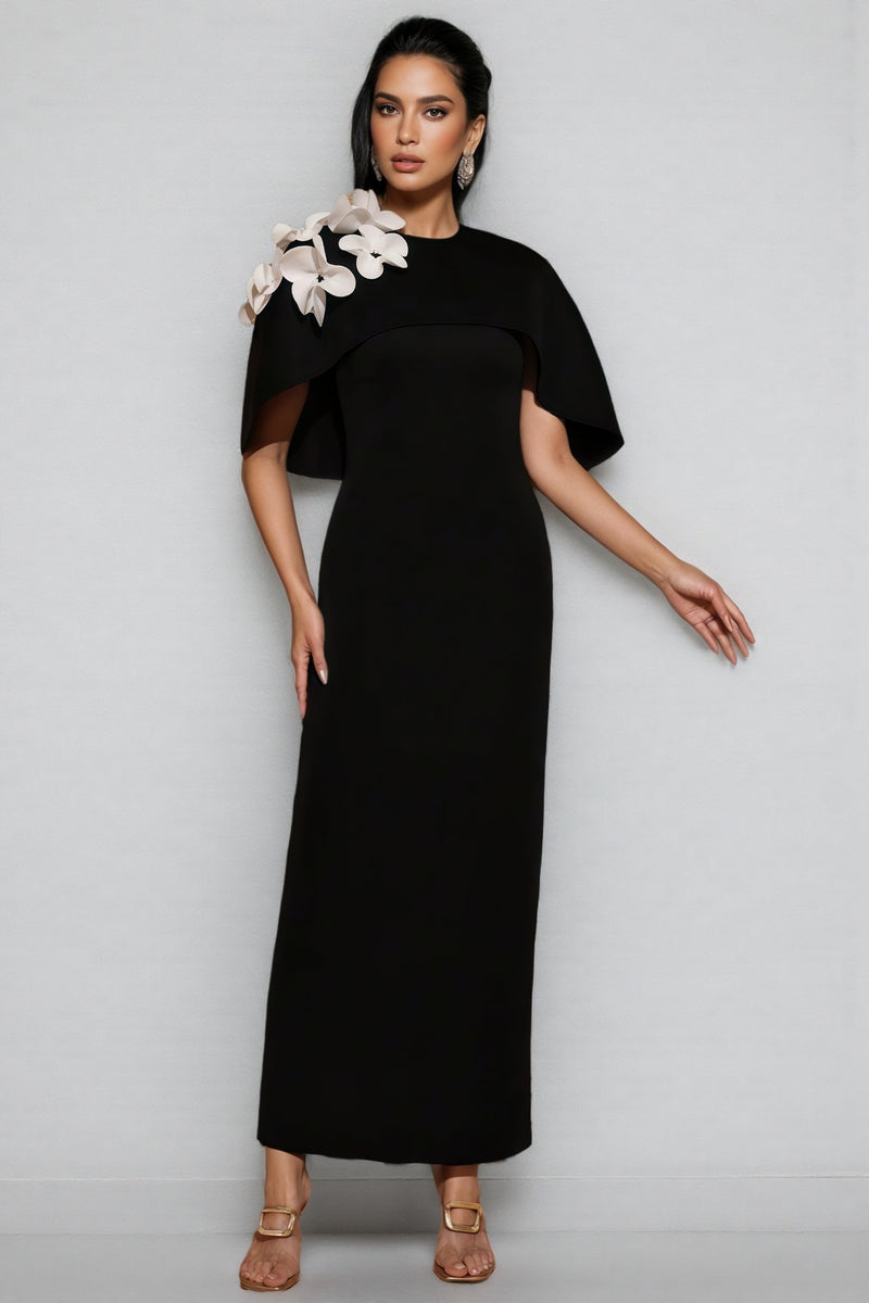 Elma Black 3d Maxi Dress