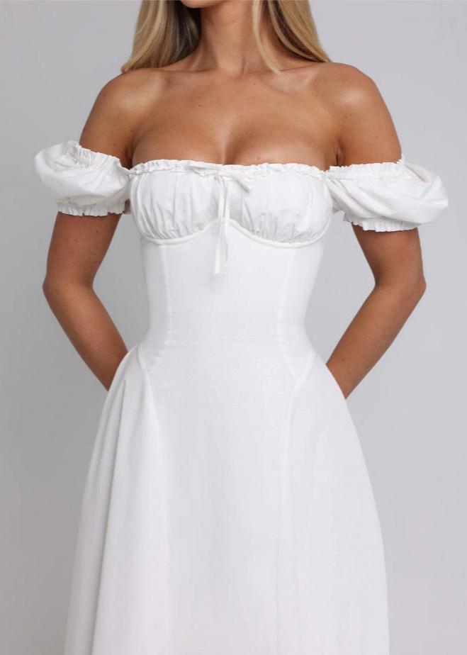 Celeste Lace-up Off-shoulder Dress