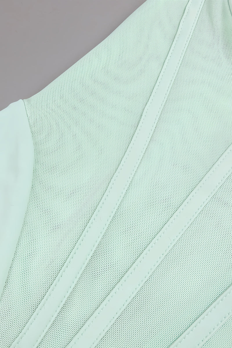 Gened Green Ribbon Sheer Chiffon Maxi Dress
