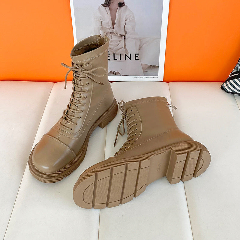 Back Zipper Martin British Style Flat Boots