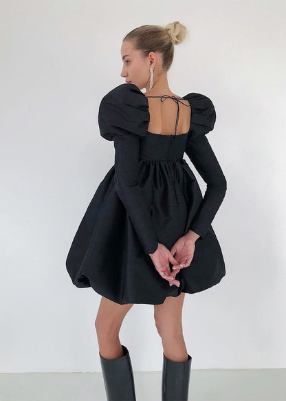 Opulent Puff-sleeve Mini Dress