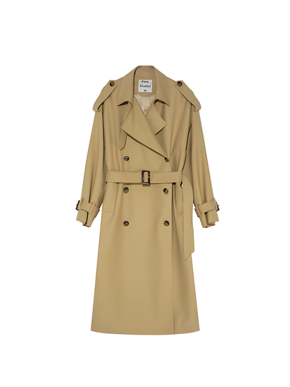 Khaki Double-breasted Trench Coat