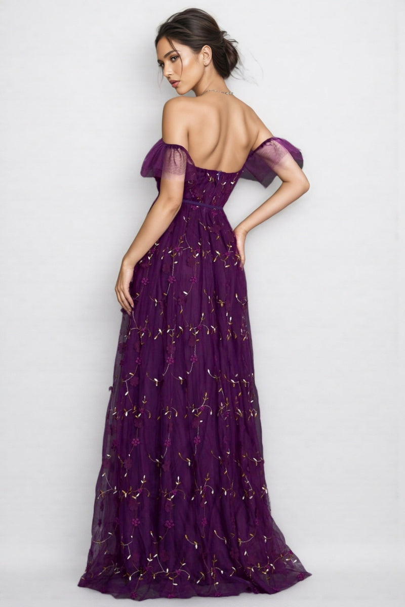Vesper Purple One Shoulder Maxi Dress
