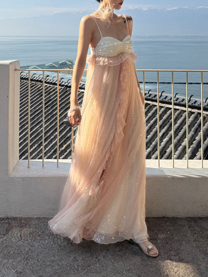 Glimmering Tulle Fairycore Sequin Maxi Dress _ Dreamy Resort Gown