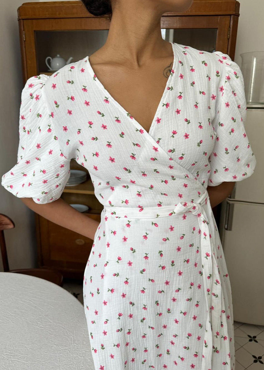 Maribel – Puff Sleeve Wrap Dress