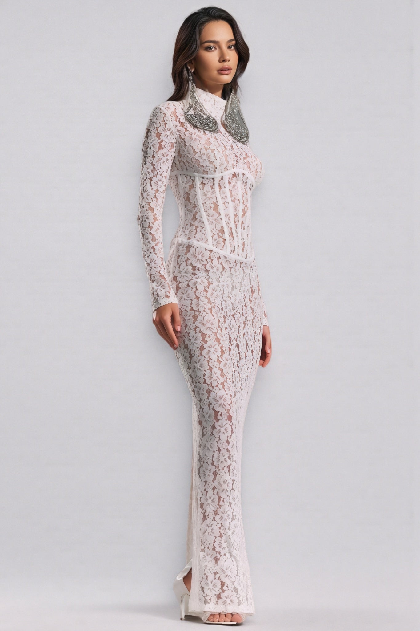 Davina White Lace Maxi Dress