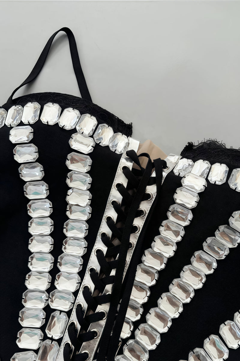 Wensd Strapless Lace Embellished Mini Dress