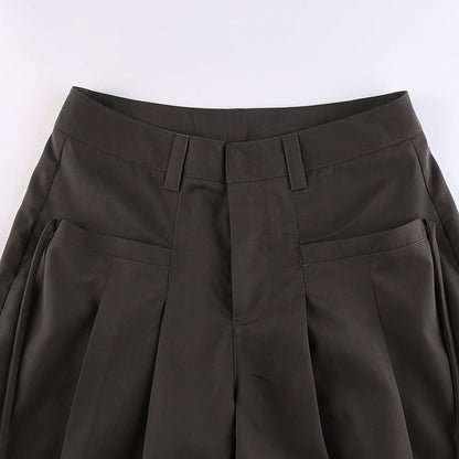 Color Y2k Cross Over Pleated Tailored Pants