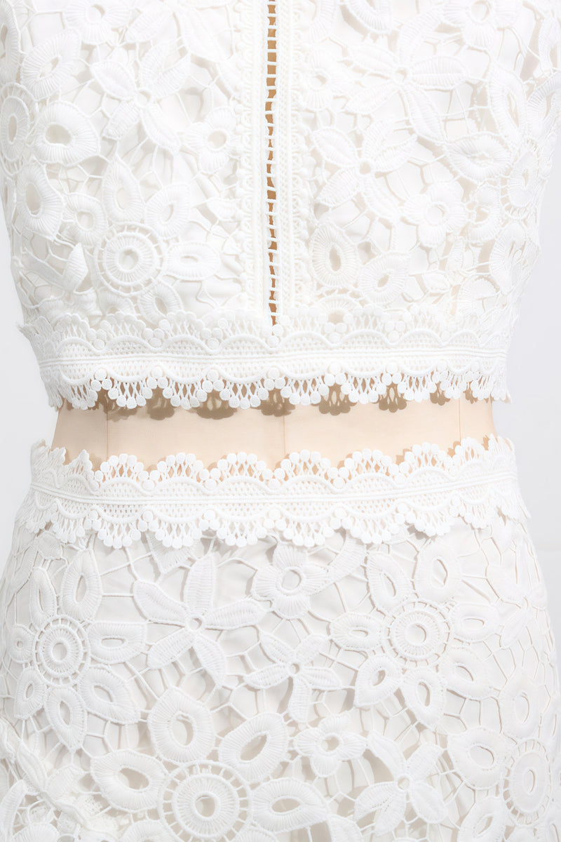 Wiskf Lace Sleeveless Top Midi Dress Set